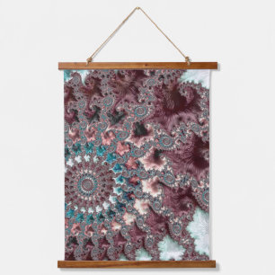 Retro Groovy Eklektischer Bohemian Spiral Fraktal Wandteppich Mit Holzrahmen