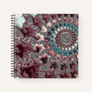 Retro Groovy Eklektischer Bohemian Spiralfraktal Notizbuch