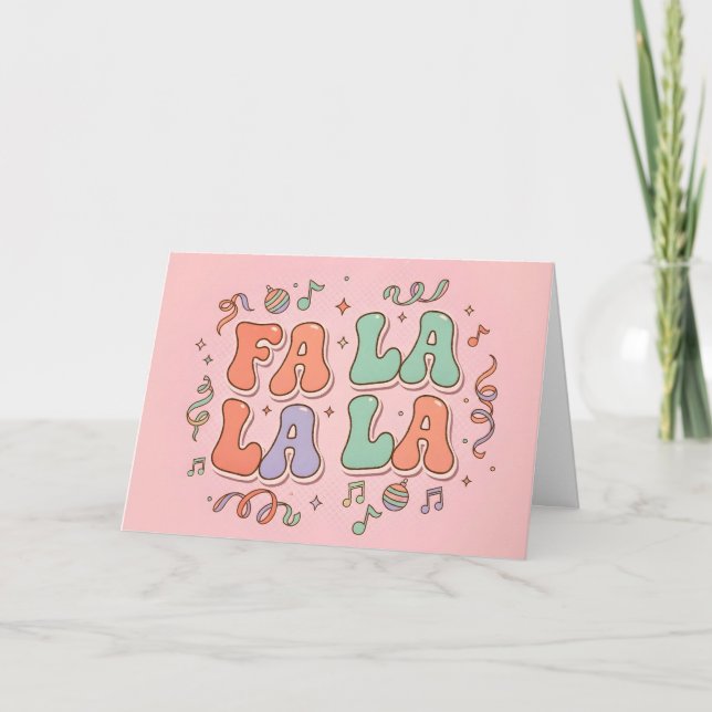 Retro Groovy Fa La La Frohe Weihnachten (Vorderseite)