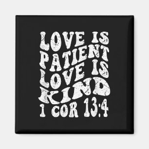 Retro Groovy Faith 1 Korinthians 13 4 Liebe ist Pa Magnet