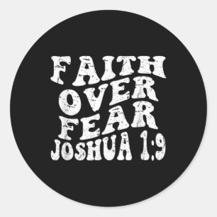 Retro Groovy Faith Joshua 1 9 Glaube über Angst Ch Runder Aufkleber