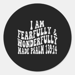 Retro Groovy Faith Psalm 1 14 Ich bin furchtbar un Runder Aufkleber