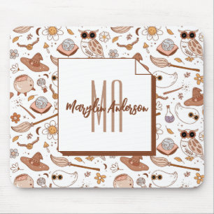 RETRO GROOVY FALL MONOGRAM HALLOWEE MOUSEPAD
