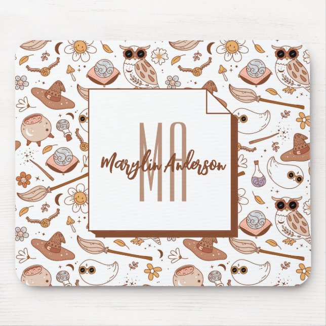 RETRO GROOVY FALL MONOGRAM HALLOWEE MOUSEPAD (Vorne)