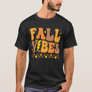 Retro Groovy Fall Vibes Checks Muster Herbst S T-Shirt