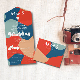 Retro Groovy farbenfrohe Hochzeit All In One Einladung