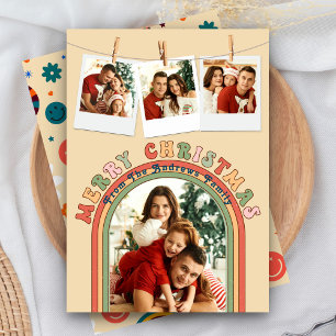 Retro Groovy Farbige 4 Foto Beige Weihnachten