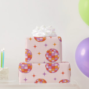 Retro Groovy Farbige Disco-Kugeln Muster  Geschenkpapier