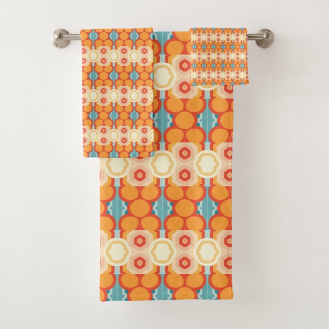 Retro groovy farbiges Muster Badhandtuch Set (Insitu)