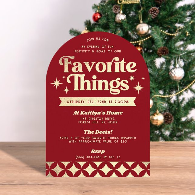 Retro Groovy Favorite Things Holiday Party Einladung (Von Creator hochgeladen)