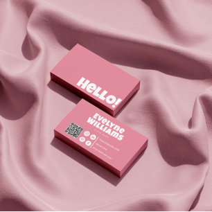 Retro Groovy Feminine Pink QR Code Visitenkarte