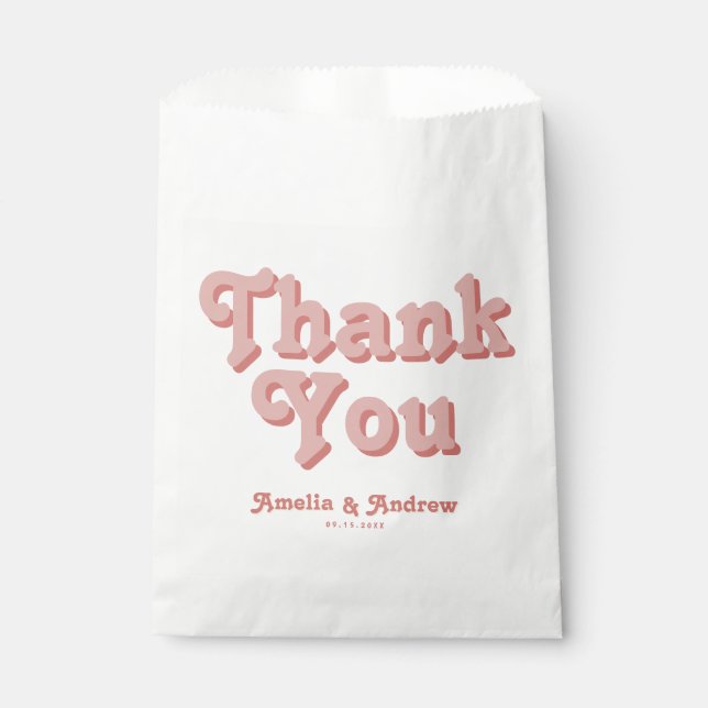 Retro Groovy Floral 1970s Bold Wedding Geschenktütchen (Vorderseite)