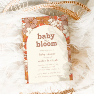 Retro Groovy Floral Baby in Bloom Einladung