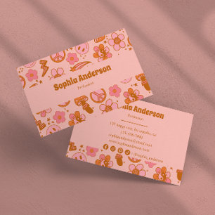 Retro Groovy Floral Business Card Visitenkarte