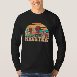 Retro Groovy Floral Maestra Spanischer Lehrer Zurü T-Shirt