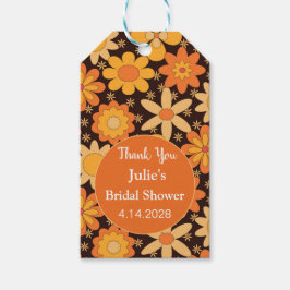 Retro Groovy Floral Orange gelb Vielen Dank Geschenkanhänger