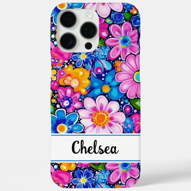 Retro Groovy Floral Personalisiert Case-Mate iPhone Hülle (Rückseite)