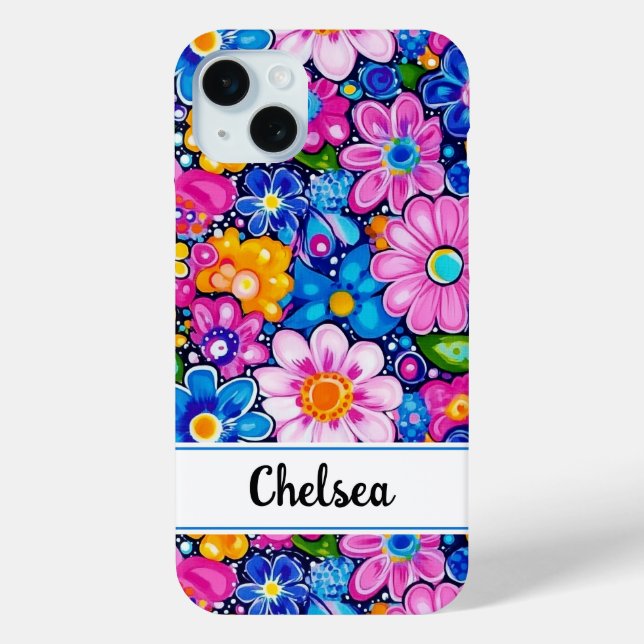 Retro Groovy Floral Personalisiert Case-Mate iPhone Hülle (Rückseite)