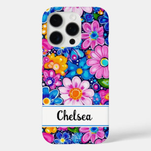 Retro Groovy Floral Personalisiert iPhone 16 Pro Hülle