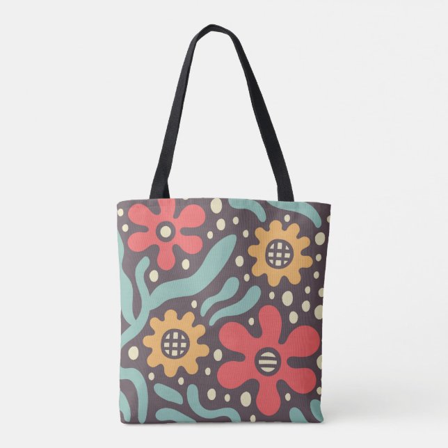 Retro Groovy Floral Tasche (Rückseite)