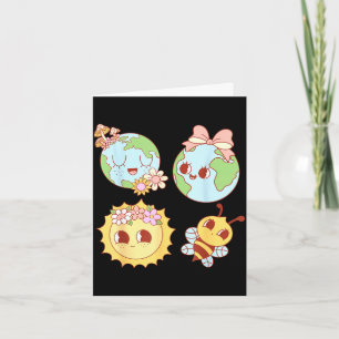 Retro groovy florales Herz Umwelt Tag Umweltschutz Karte