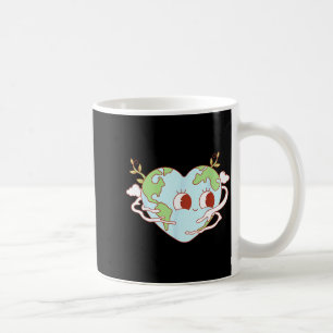 Retro groovy florales Herz Umwelttag Umwelt-  Kaffeetasse
