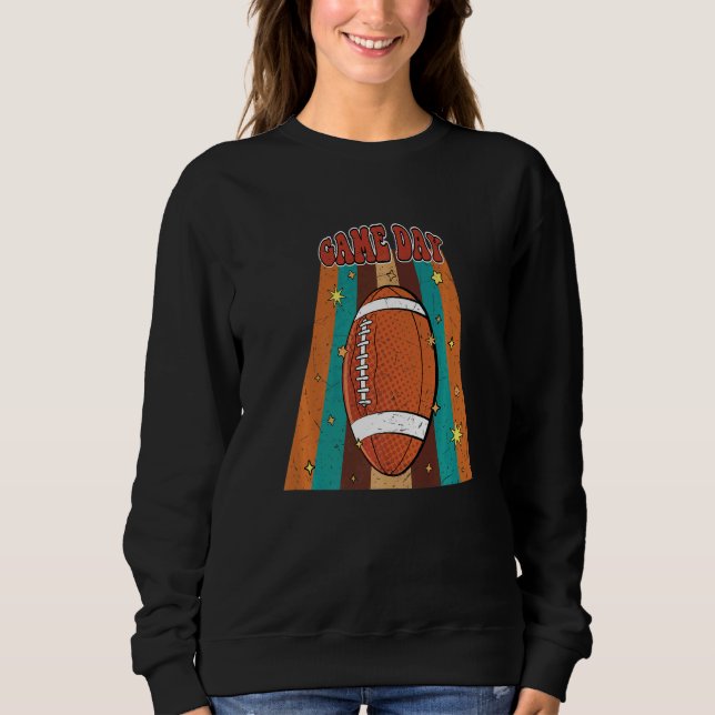 Retro Groovy Football Game Day Family Matching Foo Sweatshirt (Vorderseite)