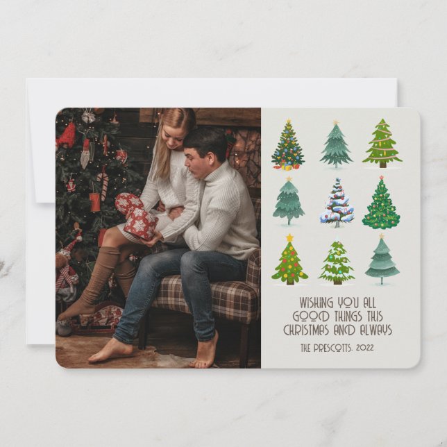 Retro Groovy Foto Weihnachtsbaumen Karte (Vorderseite)