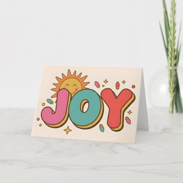 Retro Groovy Freude Frohe Weihnachten (Vorderseite)