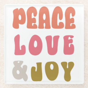 Retro Groovy Frieden Liebe Freude Urlaubsfoto Glasuntersetzer