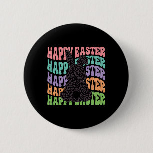 Retro Groovy Frohe Ostern Leopard Hase Frauen Dame Button