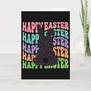 Retro Groovy Frohe Ostern Leopard Hase Frauen Gir Karte