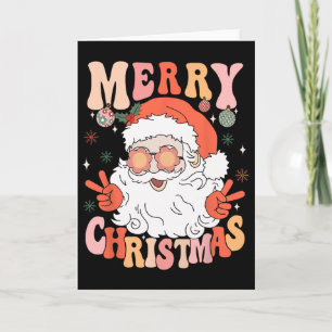 Retro Groovy Frohe Weihnachten Trendy Weihnachtsma Karte