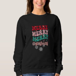 Retro Groovy Frohe Weihnachts Wavy Text Sweatshirt