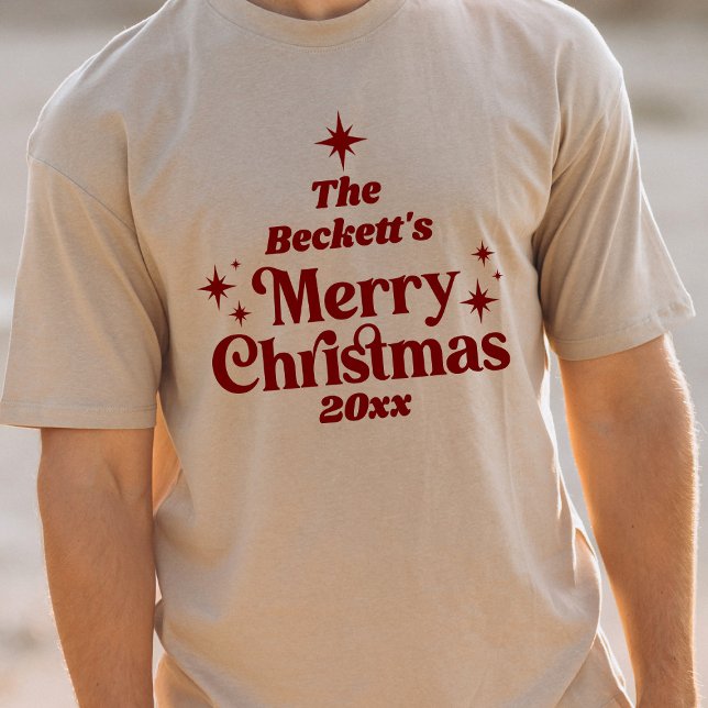 Retro Groovy Frohe Weihnachtsfamilie T-Shirt (Von Creator hochgeladen)
