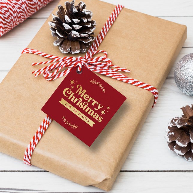 Retro Groovy Frohe Weihnachtsferien Geschenkanhänger (Von Creator hochgeladen)