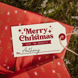 Retro Groovy Frohe Weihnachtsferien Geschenkanhänger