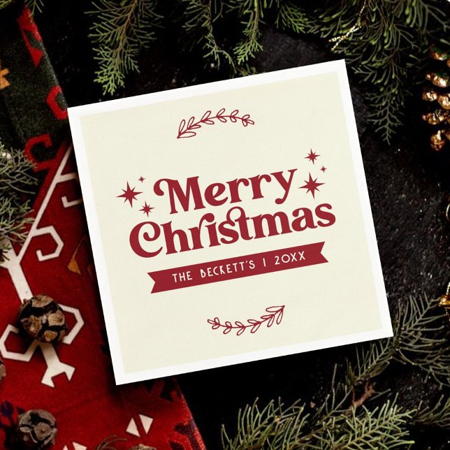 Retro Groovy Frohe Weihnachtsferien Serviette (Von Creator hochgeladen)