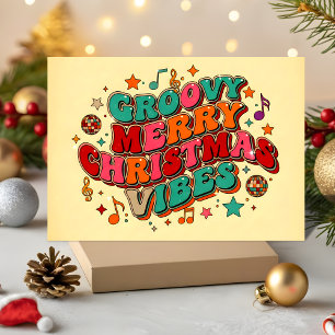 Retro Groovy Frohe Weihnachtsstimmung Feiertagskarte