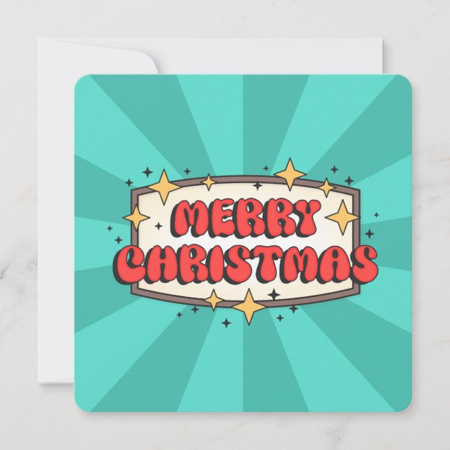 Retro Groovy fröhlicher Weihnachtstext (Vorderseite)