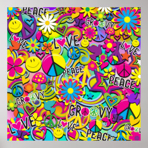 Retro Groovy FUN 60er Jahre Liebes-Geburtstagsfeie Poster