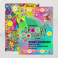 Retro Groovy FUN 60er Liebe Geburtstagsparty