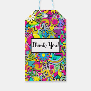 Retro Groovy FUN 60er Liebe Geburtstagsparty Geschenkanhänger