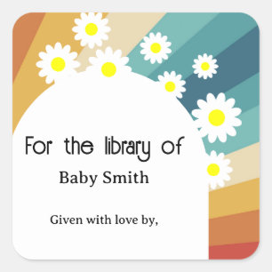 Retro Groovy - Für die Bibliothek Quadratischer Aufkleber