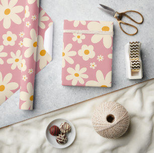 Retro groovy Gänseblümchen Boho Wüstenrose Geschenkpapier