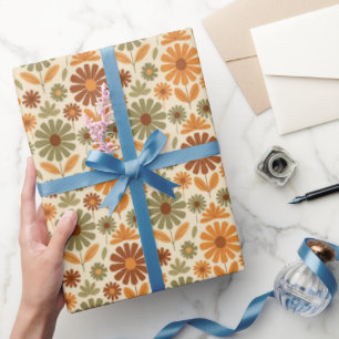 Retro Groovy Gänseblümchen in 70er-Jahres-Farben Geschenkpapier
