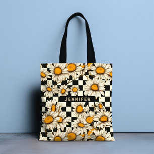 Retro Groovy Gänseblümchen Karo Muster Geschenk mi