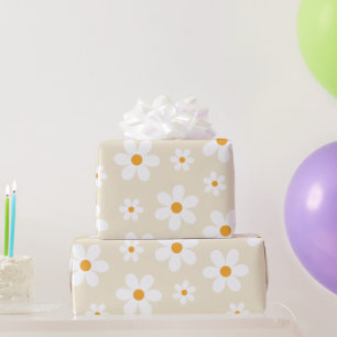 Retro Groovy Gänseblümchen-Tan Geburtstagsgeschenk Geschenkpapier