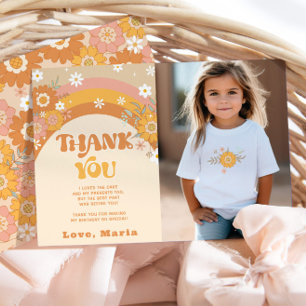 Retro Groovy Geburtstag Foto Dankeschön Karte