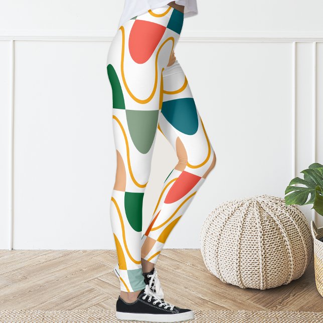 Retro Groovy Geometric Orange Fun Leggings (Von Creator hochgeladen)